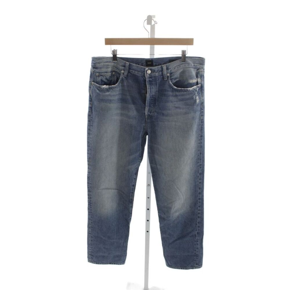 Edwin Women Straight Jeans Blue High Rise Distressed Cotton Size 33